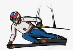 卡通手绘体育运动滑雪素材