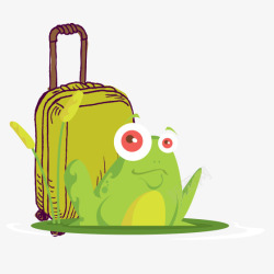 彩色手绘青蛙旅行元素素材