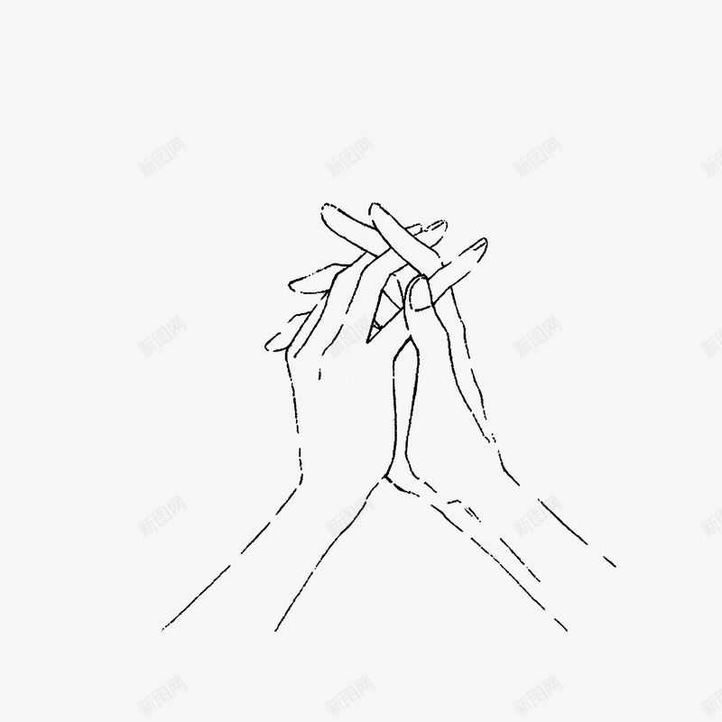 手绘双手交叉祈祷png免抠素材_88icon https://88icon.com 双手交叉 祈祷的手 简笔手绘 黑色线稿图
