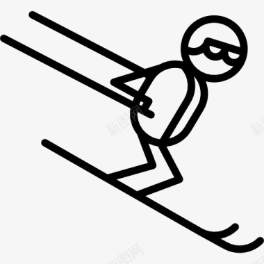 冬季冰晶滑雪图标图标