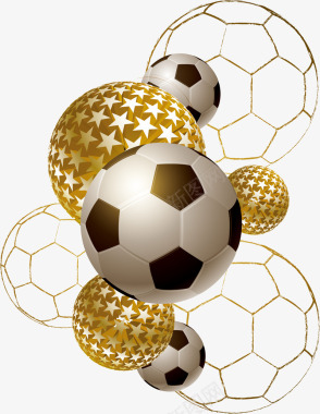 足球精美金色系足球运动标志矢量图图标图标