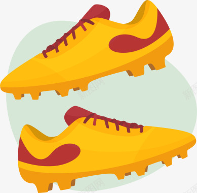 足球卡通手绘黄色钉子鞋案矢量图图标图标