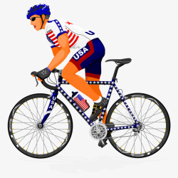 手绘人物插画自行车比赛运动员素材