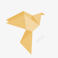 黄色折纸鸟儿装饰矢量图素材