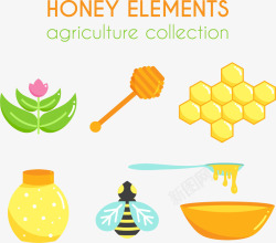 可爱天然有机蜂蜜元素素材