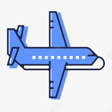 线稿蓝色手绘线稿飞机元素矢量图图标图标