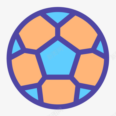 体育彩色手绘圆弧足球元素矢量图图标图标