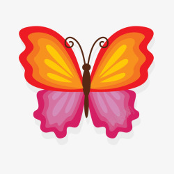 一只扁平化的鲜艳的蝴蝶矢量图素材