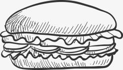 手绘汉堡包线稿素材