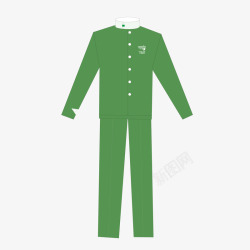 绿色质感服务员服装素材