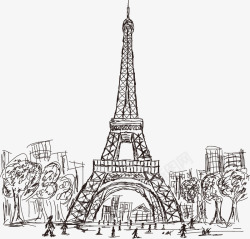 巴黎埃菲尔铁塔线稿素材