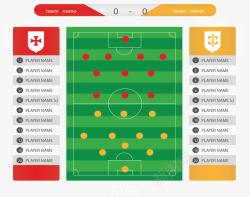 红黄色足球比赛计分矢量图素材