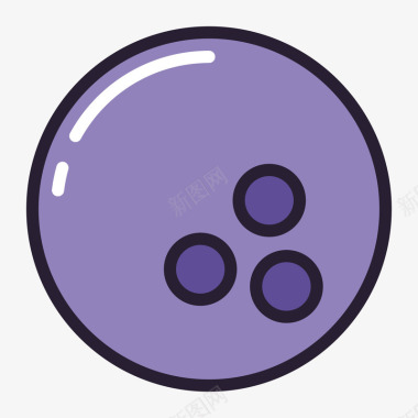 紫色手绘线稿圆形保龄球图标图标