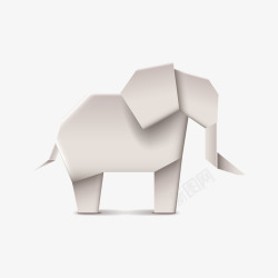灰色折纸大象矢量图素材