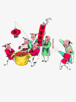 恭喜发财年画素材