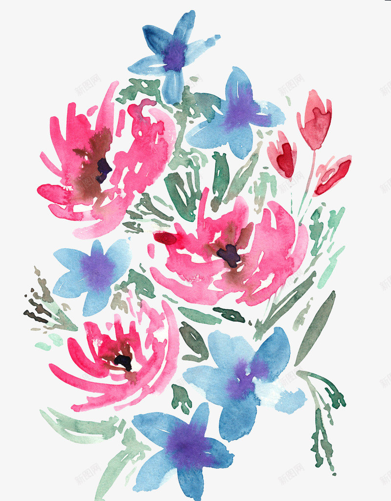 水彩鲜艳的花朵png免抠素材_88icon https://88icon.com png图形 植物 水彩 花卉 花朵 装饰