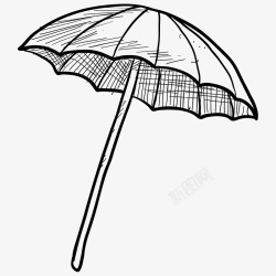 下雨线手绘素描雨伞高清图片