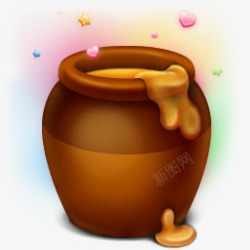 溢出蜂蜜的土陶罐素材