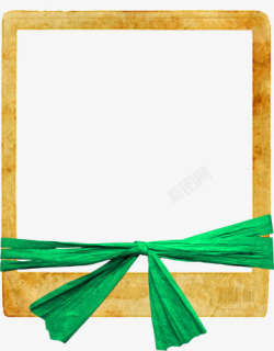 简单木头绿丝带画框素材