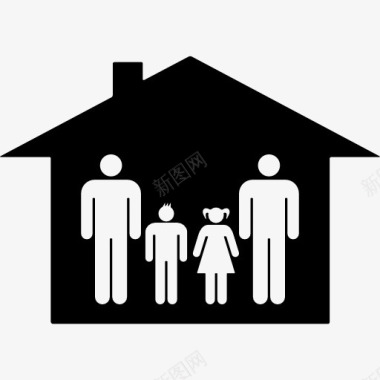 家庭的图标家庭组的两个男人一个儿子和一个女儿图标图标