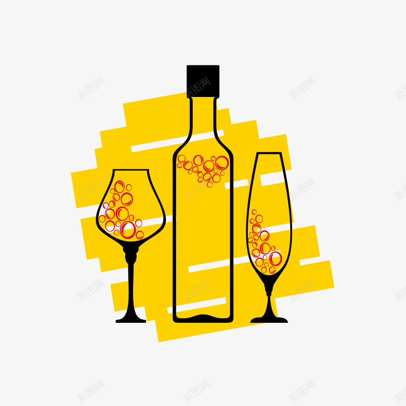 手绘酒瓶和酒杯矢量图ai免抠素材_88icon https://88icon.com 手绘酒瓶 酒杯 酒瓶 矢量图