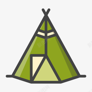 户外绿色几何三角形帐篷元素矢量图图标图标