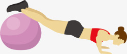 塑造卡通瑜伽球健身人物插画矢量图高清图片