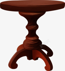 巧克力色木头圆凳圆桌素材
