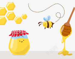 卡通有机蜂蜜和蜜蜂素材