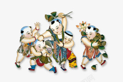 中国娃娃团圆年画素材