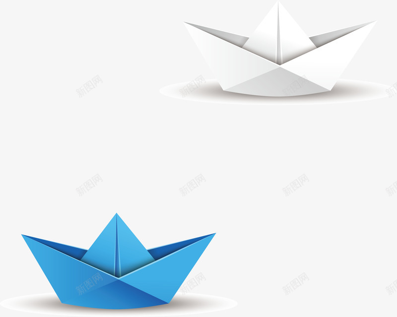 折纸纸船png免抠素材_88icon https://88icon.com 小白船 白色 纸船 蓝色