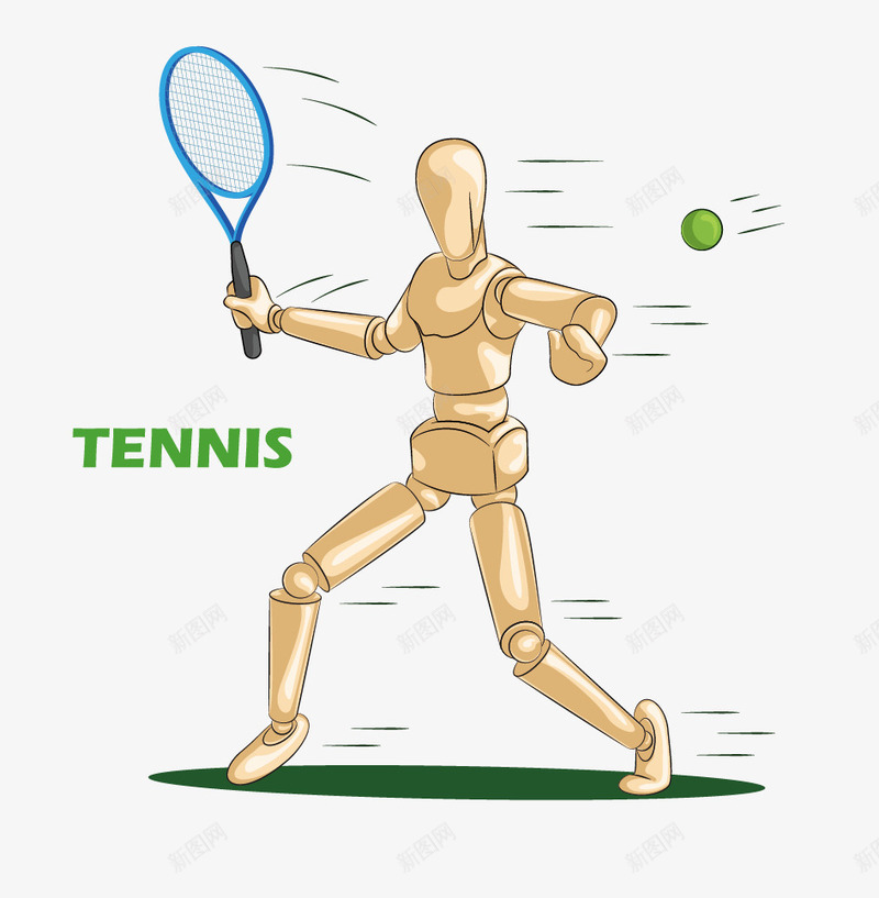 网球png免抠素材_88icon https://88icon.com 体育运动 体育项目 创意图形 木偶 木头人 矢量素材 网球 运动人物
