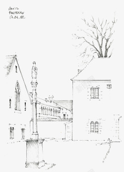 卡通场景线稿素材