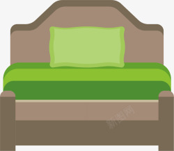 绿色靠背卡通家庭床素材
