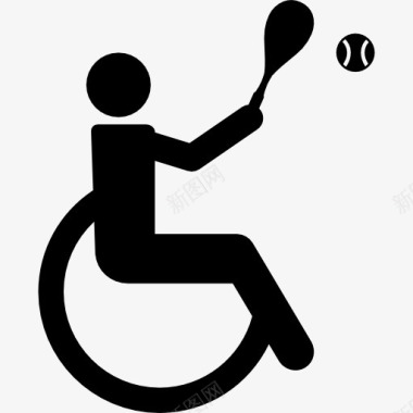 运动剪影海报残奥会轮椅网球的剪影图标图标