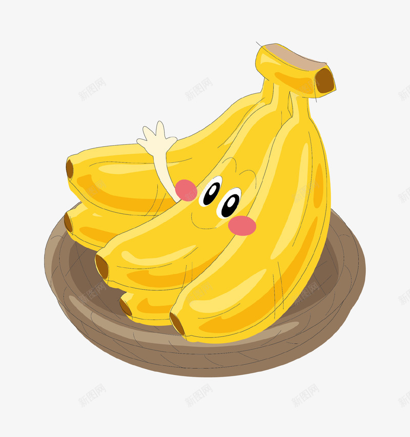 手绘可爱香蕉插画png免抠素材_88icon https://88icon.com 可爱 手绘 招手 插画 水果 盘子 美味 香蕉