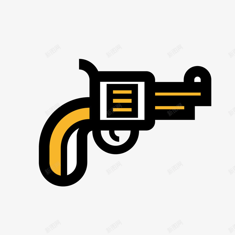 黄色手枪矢量图ai免抠素材_88icon https://88icon.com 安全 手绘 武器 线稿 美术 自卫 防卫 黄色 矢量图