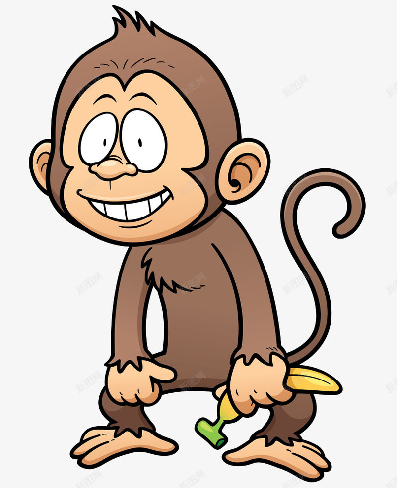 拿着香蕉的卡通猴子png免抠素材_88icon https://88icon.com 卡通 可爱 可爱的猴子 微笑的猴子 手绘 棕色 猴子 香蕉