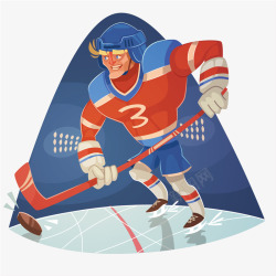 卡通冰球运动员插画矢量图素材
