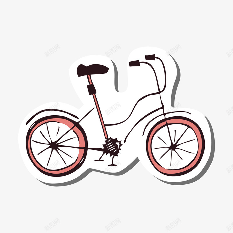 灰色手绘线稿自行车元素矢量图ai免抠素材_88icon https://88icon.com 卡通贴纸 扁平化 手绘 把手 灰色 自行车 运输 矢量图