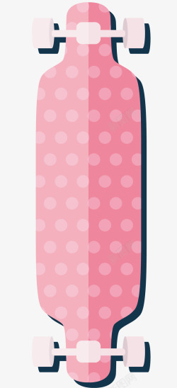 卡通粉色花点滑板车矢量图素材