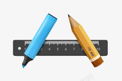 彩色笔直尺铅笔文具素材