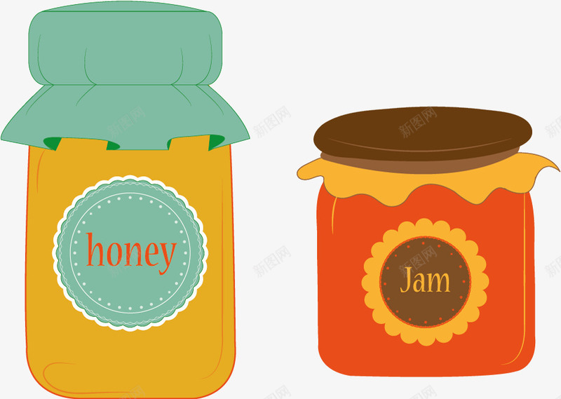 蜂蜜和果酱瓶png免抠素材_88icon https://88icon.com 果酱 瓶子 蜂蜜 食物