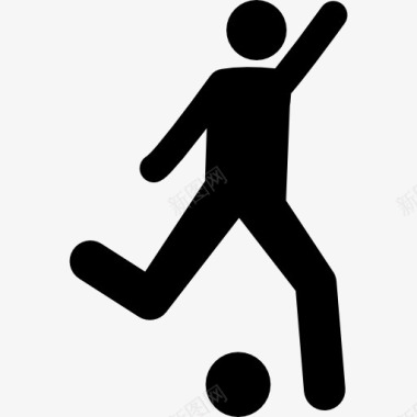 足球运动员试图把球踢图标图标