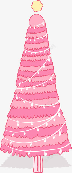 粉色冬日彩灯圣诞树素材