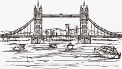 伦敦大桥线稿素材