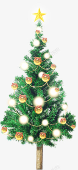 挂满灯的圣诞树素材