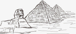 古埃及金字塔狮身人面像线稿素材