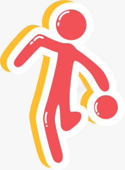 球类运动小人红色卡通踢球小人高清图片
