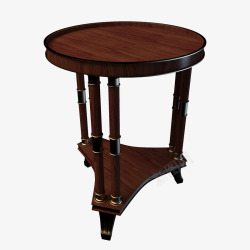 圆木桌木制古典圆形木桌高清图片